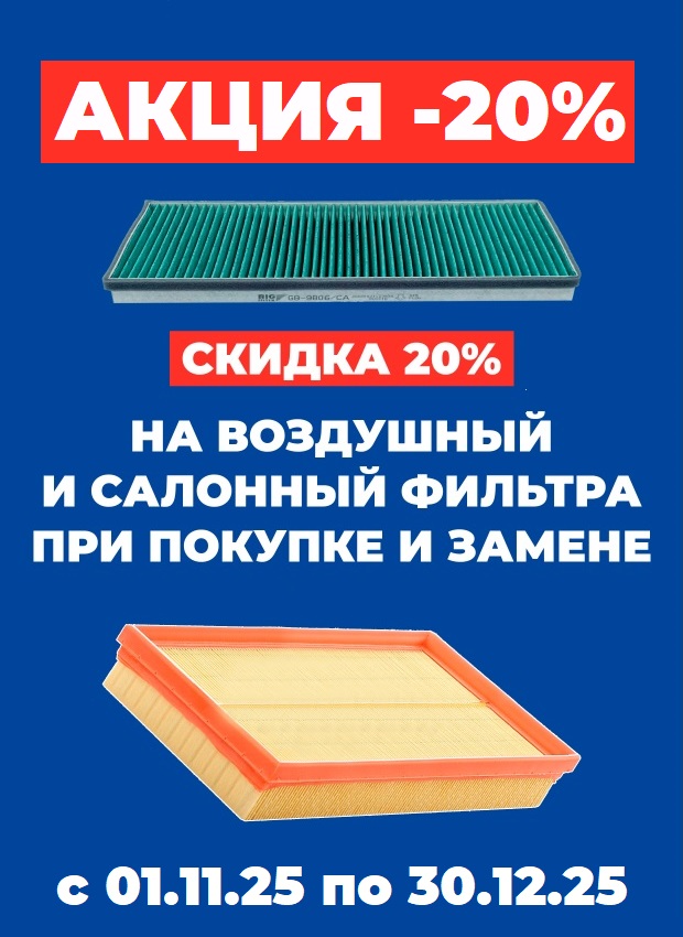 -20 % на салонный и воздушный фильтр*